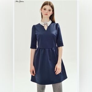 Miss Patina Dress with Cat Collar, mint condition, size S, navy color